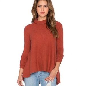 Free People Drape Drape Sweater Women’s Burnt Orange Stretch Knit Size Medium